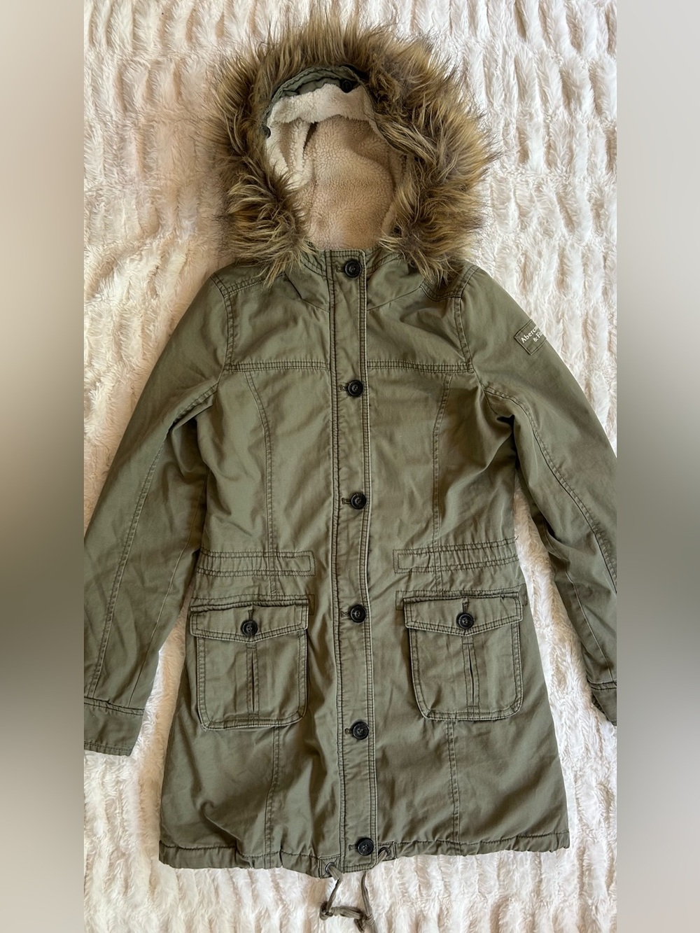 Vintage Y2K Abercrombie & Fitch Faux Fur Hood Utility Parka